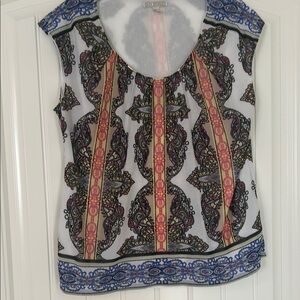 Dana Buchman Pink and Black Graphic Blouse